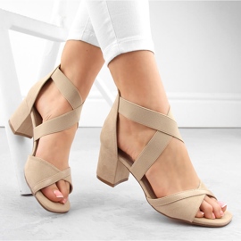 Beige women's high-heeled sandals with elastic bands Filippo DS6262 1