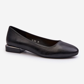 Women's Eco Leather Ballerina Shoes With Low Heels Black Sergio Leone PB202 1