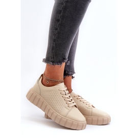 Evento Women's Leather Sneakers on the Beige Eselmarie Platform 1 Evento Women's Leather Sneakers on the Beige Eselmarie Platform 1