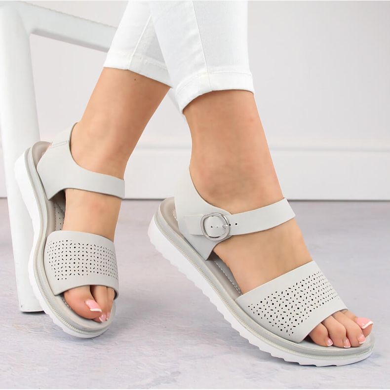 Women's gray openwork sandals Sergio Leone SK082H grey 1