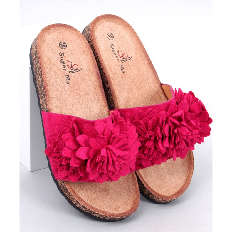 Cork flip-flops with Sebill Fuchsia flowers pink 1