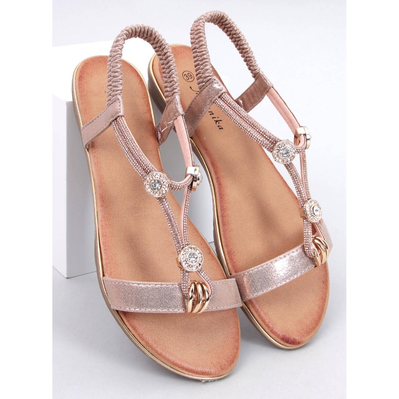 Hesna Champagne sandals with cubic zirconia pink 1