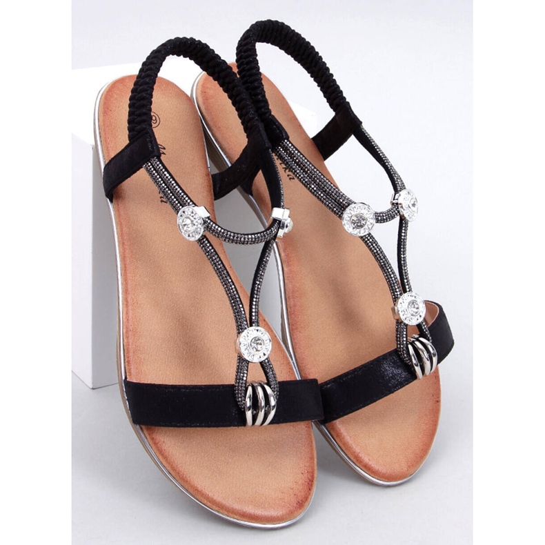 Hesna Black sandals with zircons 1