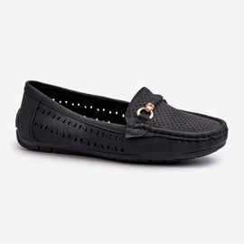 Women's Openwork Moccasins With Decoration, Black Kaydance 1