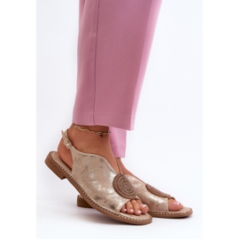 Women's Sandals With Decoration On Flat Heels S.Barski KV24-057 Gold golden 2