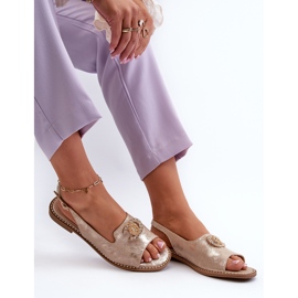 Women's Sandals With Decoration S.Barski KV27-049 Gold golden 1