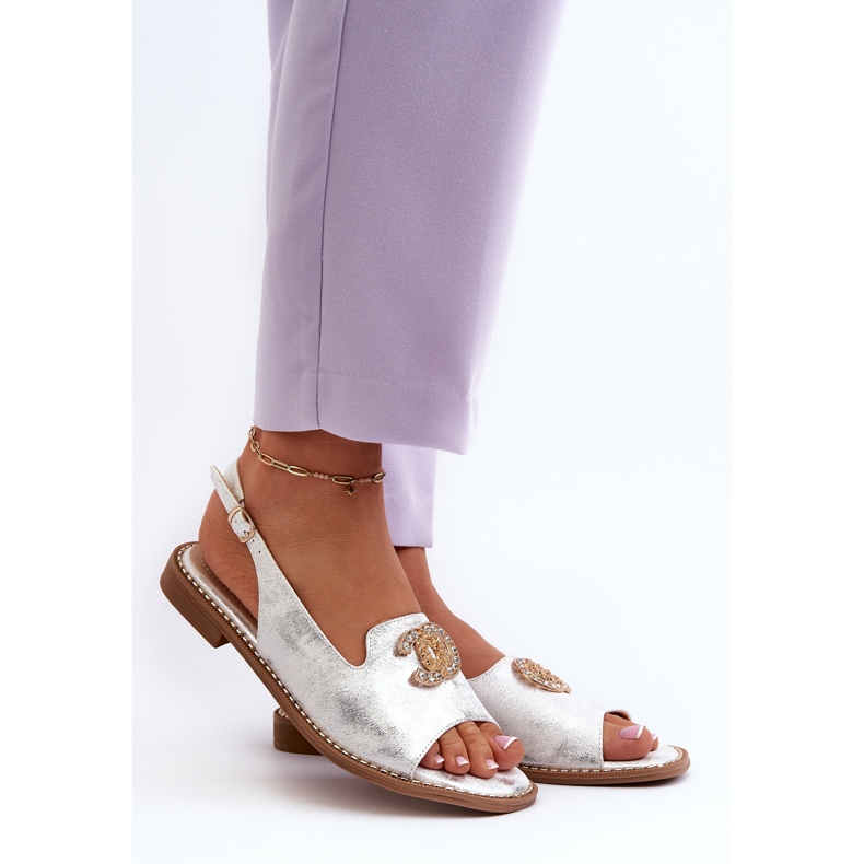 Women's Sandals With Decoration S.Barski KV27-049 Silver 2