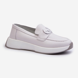 Women's Leather Loafers on the Platform Light Gray S.Barski LR490 grey 1 Women's Leather Loafers on the Platform Light Gray S.Barski LR490 grey 1