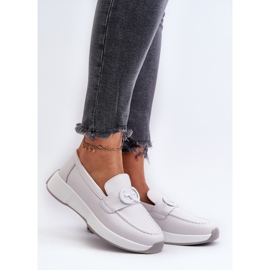 Women's Leather Loafers on the Platform Light Gray S.Barski LR490 grey 2