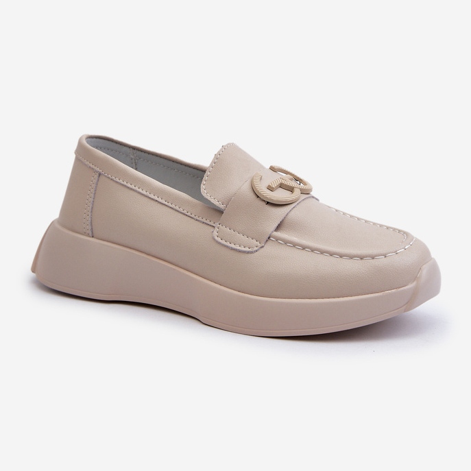 Women's Leather Moccasins on the Platform Beige S.Barski LR490 1