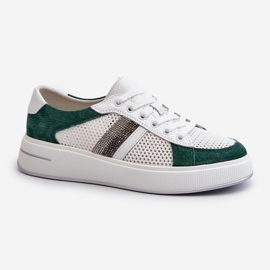 S.Barski D&A Women's Leather Sneakers LR110 Green-White 1 S.Barski D&A Women's Leather Sneakers LR110 Green-White 1