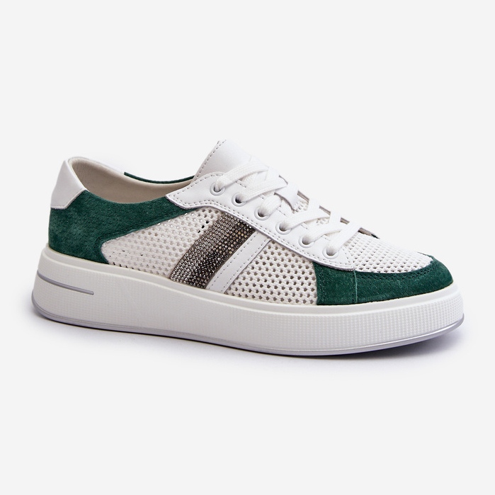 S.Barski D&A Women's Leather Sneakers LR110 Green-White 1 S.Barski D&A Women's Leather Sneakers LR110 Green-White 1
