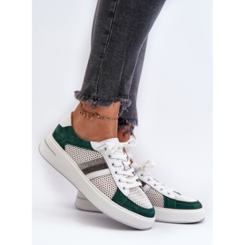 S.Barski D&A Women's Leather Sneakers LR110 Green-White 2 S.Barski D&A Women's Leather Sneakers LR110 Green-White 2