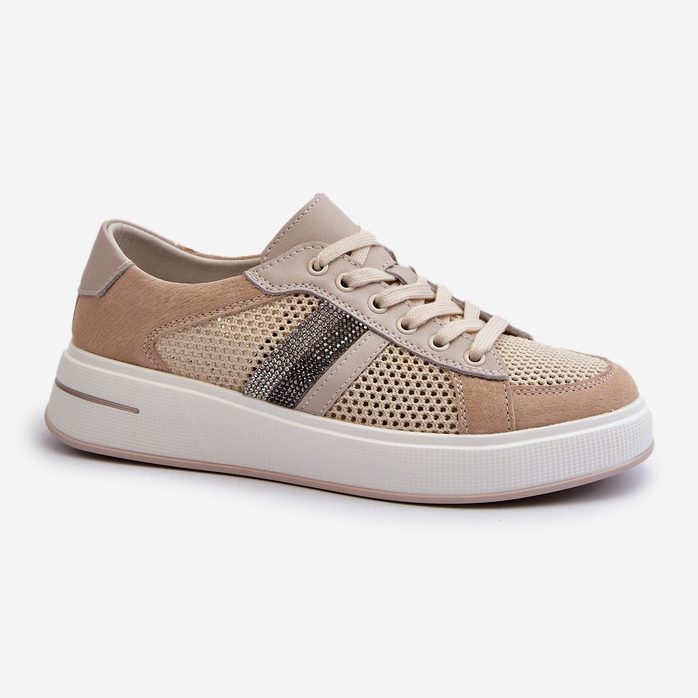 S.Barski D&amp;A Women's Leather Sneakers LR110 Beige 1