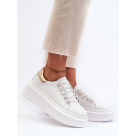 Women's Leather Sneakers on a Massive Platform White S.Barski LR628 2