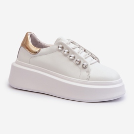 Women's Leather Sneakers on a Massive Platform White S.Barski LR628 1