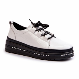 Women's Patent Sneakers On Platform White S.Barski LR592B 1