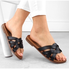 Women's black Roman flip-flops by Sergio Leone SK076H 1 Women's black Roman flip-flops by Sergio Leone SK076H 1