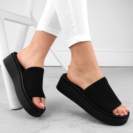 Women's black textile flip-flops by Sergio Leone SK083H 1