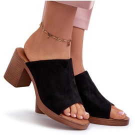 Elegant, light women's flip-flops with high heels, Black Varnila 7