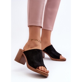 Elegant, light women's flip-flops with high heels, Black Varnila 3