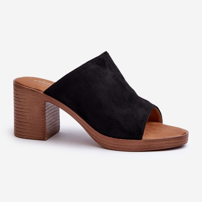 Elegant, light women's flip-flops with high heels, Black Varnila 1