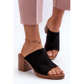 Elegant, light women's flip-flops with high heels, Black Varnila 4