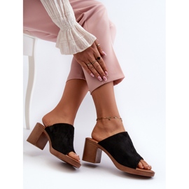 Elegant, light women's flip-flops with high heels, Black Varnila 6