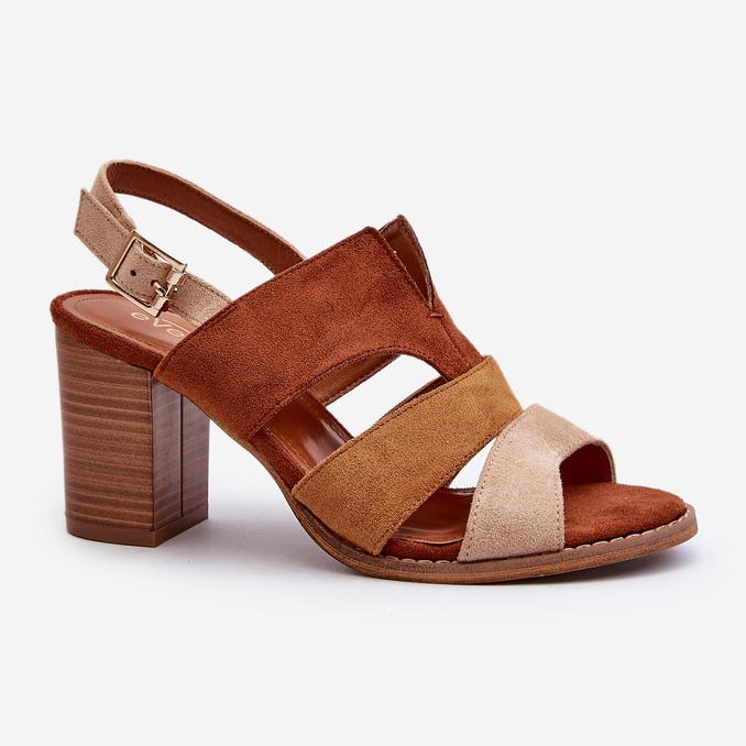 Women's Sandals Made of Eco Suede with High Heels, Brown Qutima 1