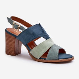 Women's Sandals Made of Eco Suede with High Heels, Blue Qutima 1 Women's Sandals Made of Eco Suede with High Heels, Blue Qutima 1