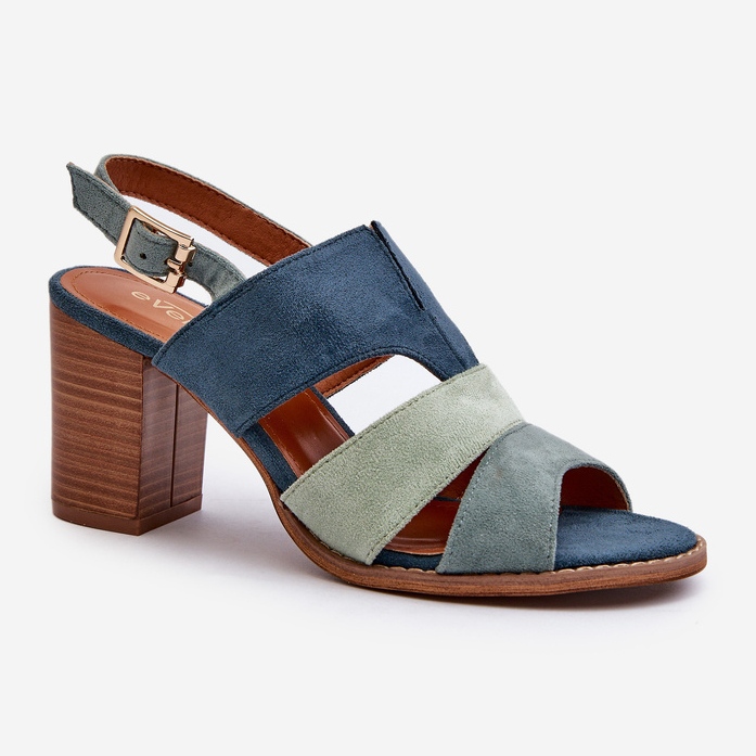 Women's Sandals Made of Eco Suede with High Heels, Blue Qutima 1 Women's Sandals Made of Eco Suede with High Heels, Blue Qutima 1