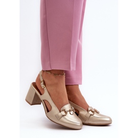 Leather Sandals on a High Heel Maciejka 06419-25 Gold golden 2