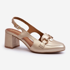 Leather Sandals on a High Heel Maciejka 06419-25 Gold golden 1