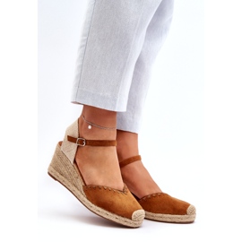 Joia Suede Espadrille Wedge Sandals With Camel Braid brown 1 Joia Suede Espadrille Wedge Sandals With Camel Braid brown 1