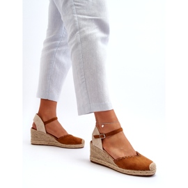 Joia Suede Espadrille Wedge Sandals With Camel Braid brown 2 Joia Suede Espadrille Wedge Sandals With Camel Braid brown 2