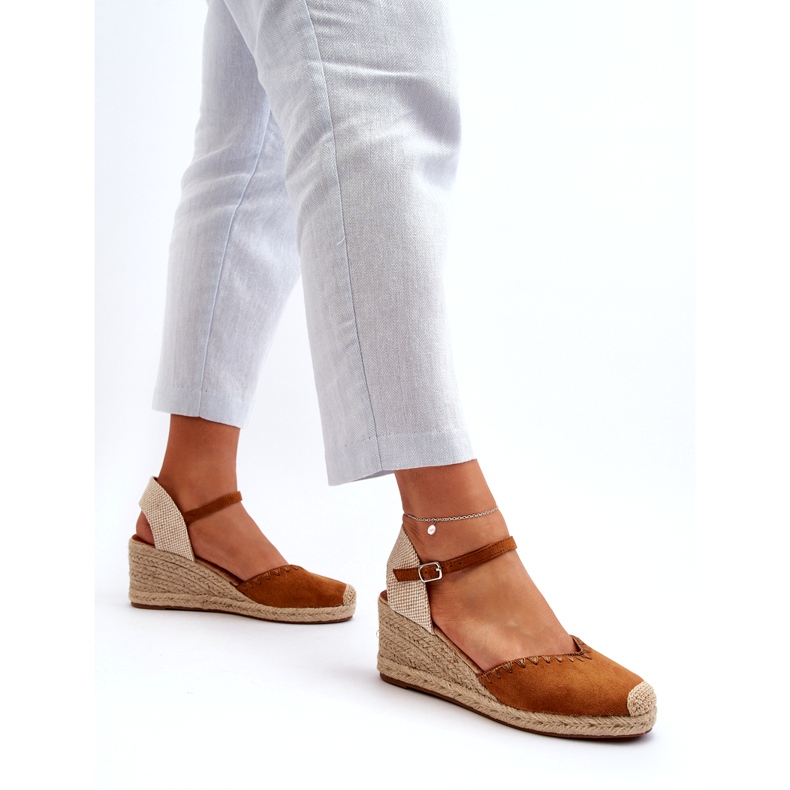Joia Suede Espadrille Wedge Sandals With Camel Braid brown 2 Joia Suede Espadrille Wedge Sandals With Camel Braid brown 2