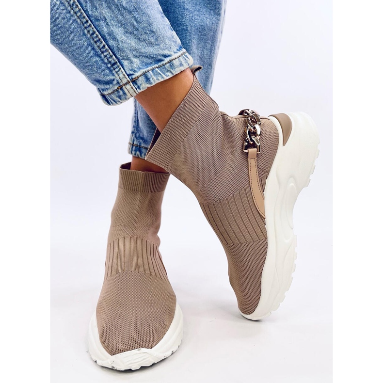 Sock ankle boots by Gina Khaki beige 2
