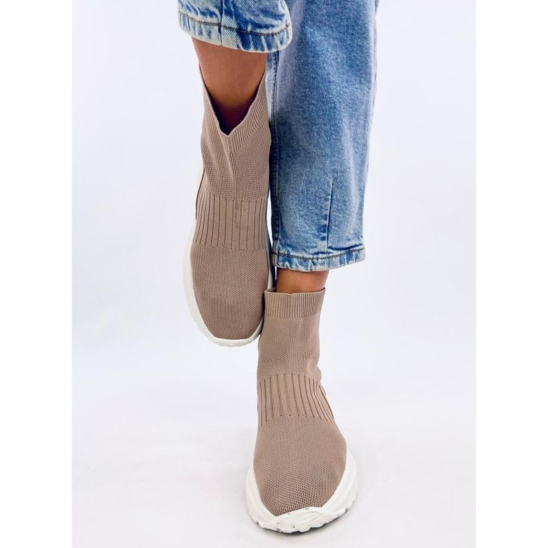 Sock ankle boots by Gina Khaki beige 1