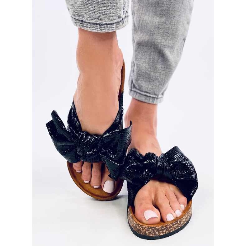 Cork slippers with a bow Amur Black 1