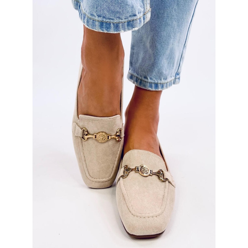 Rhona Beige women's buckle loafers 1