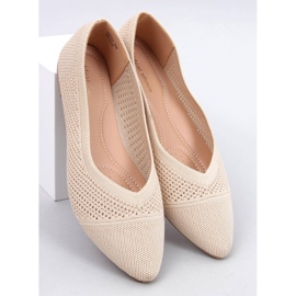Sotty Beige almond openwork ballet flats 1