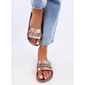 Tilia Champagne slippers with chain golden 2