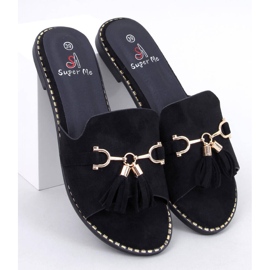 Lapierr Black flip-flops with fringes 1