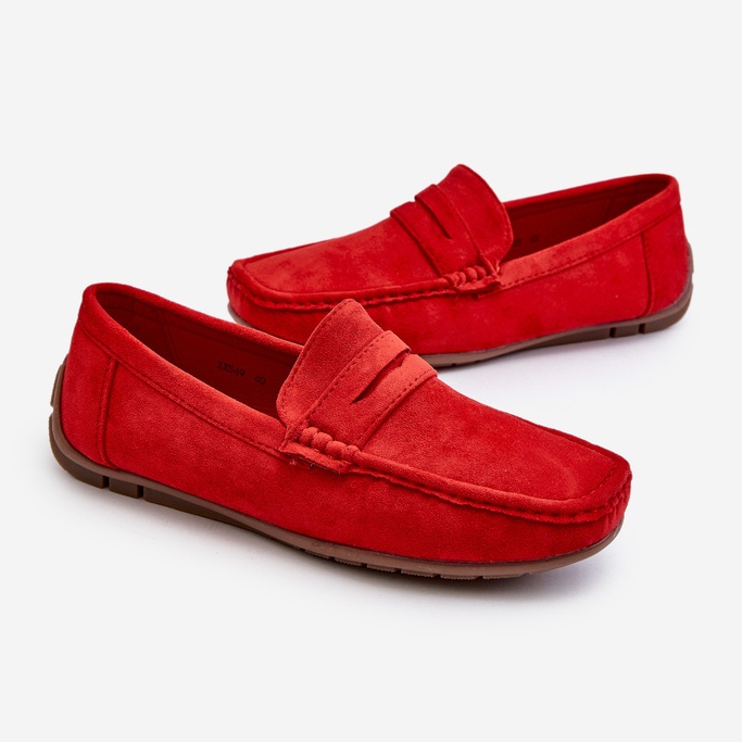 Men's Red Wesley Suede Moccasins 1
