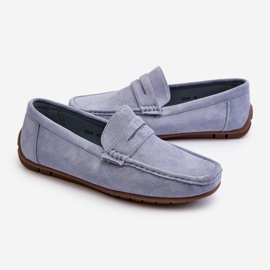 Men's Blue Wesley Suede Moccasins 1 Men's Blue Wesley Suede Moccasins 1