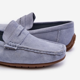 Men's Blue Wesley Suede Moccasins 2