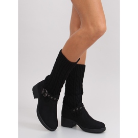 NC109 black knitted boots 1