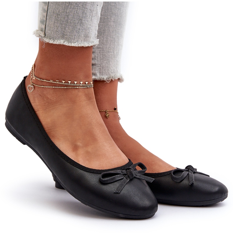Day-Vine Eco Leather Ballerinas With Bow, Black 4