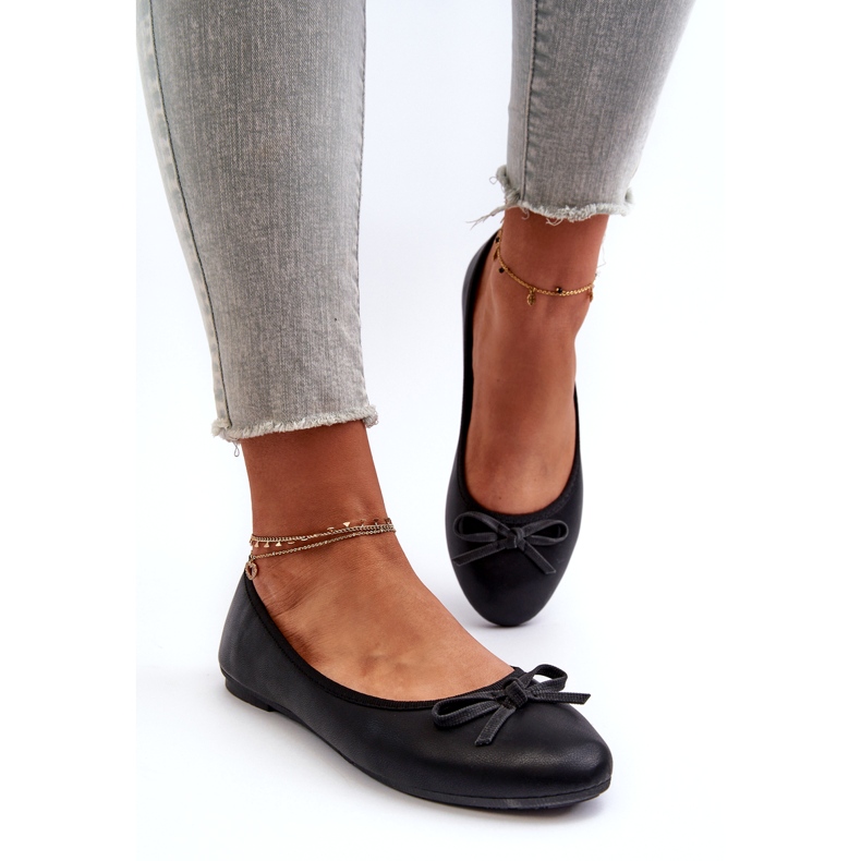 Day-Vine Eco Leather Ballerinas With Bow, Black 2