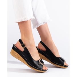 Black espadrille low wedge sandals 1 Black espadrille low wedge sandals 1